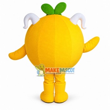 Huge Cartoon Two White Horned Orange Mascot Costume	