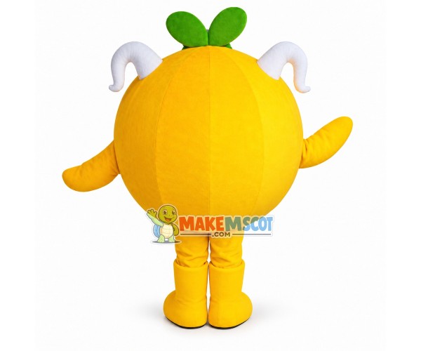 Huge Cartoon Two White Horned Orange Mascot Costume Huge Cartoon Two White Horned Orange Mascot Costume