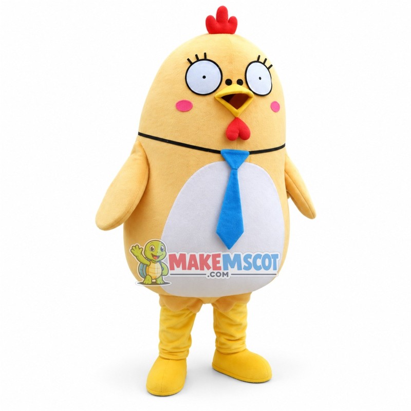 Surprised Chicken With Tie Mascot Costume