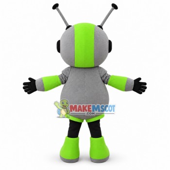 Green Robot Cartoon With Antennas Mascot Costume Green Robot Cartoon With Antennas Mascot Costume