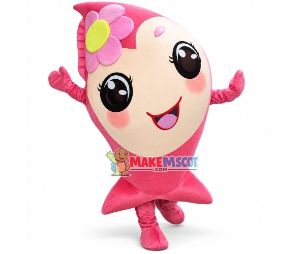 Charming Cartoon Pink Girl Carp Fish Mascot Costume	