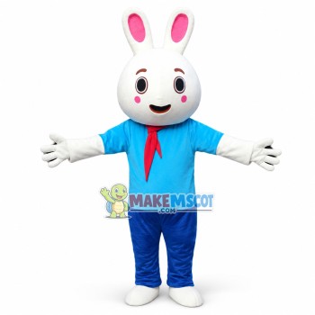 Schoolboy White Rabbit Mascot Costume 