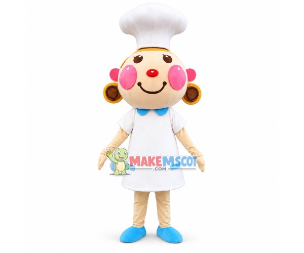 Cute Chef Girl Mascot Cartoon Style Costume 