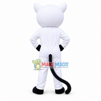 Happy Cartoon Odd-eyed White Cat Mascot Costume Happy Cartoon Odd-eyed White Cat Mascot Costume