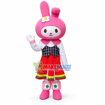 Optimistic My Melody the White Bunny Mascot Costume Cartoon Character Optimistic My Melody the White Bunny Mascot Costume Cartoon Character