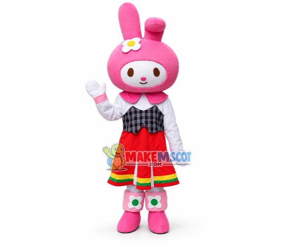 Optimistic My Melody the White Bunny Mascot Costume Cartoon Character Optimistic My Melody the White Bunny Mascot Costume Cartoon Character