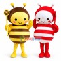 Cartoon Red Honeybee & Yellow Honeybee Mascot Costume 