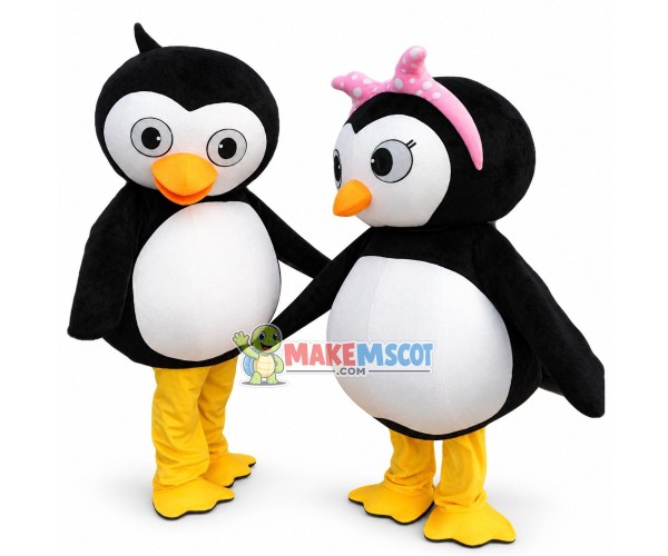Cute Penguin Couple Mascot Cartoon Style Costume Cute Penguin Couple Mascot Cartoon Style Costume