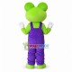 Green Frog Wearing Blue Overalls Mascot Costume Green Frog Wearing Blue Overalls Mascot Costume