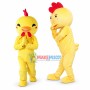 Cartoon Yellow Rooster & Light Yellow Chick Mascot Costume