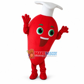 Chef Red Chili Pepper Cartoon Mascot Costume 