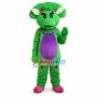 Shy Baby Bop the Bright Green Triceratops Mascot Adult Costume 
