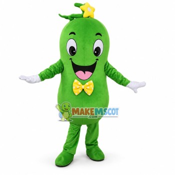 Deluxe Cartoon Green Wax Gourd With Yellow Bow Tie Mascot Costume Deluxe Cartoon Green Wax Gourd With Yellow Bow Tie Mascot Costume