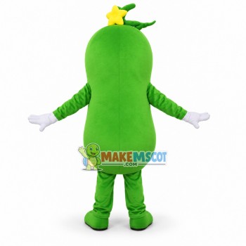 Deluxe Cartoon Green Wax Gourd With Yellow Bow Tie Mascot Costume Deluxe Cartoon Green Wax Gourd With Yellow Bow Tie Mascot Costume
