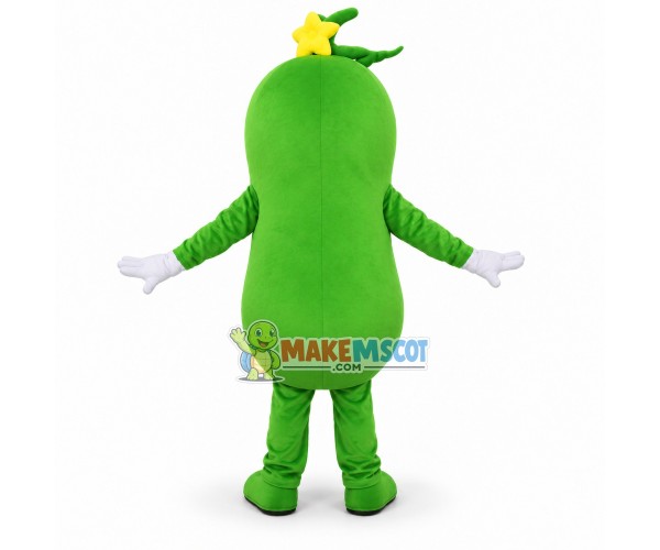 Deluxe Cartoon Green Wax Gourd With Yellow Bow Tie Mascot Costume Deluxe Cartoon Green Wax Gourd With Yellow Bow Tie Mascot Costume