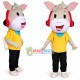 Beige Donkey Schoolboy With Headphones Mascot Costume Beige Donkey Schoolboy With Headphones Mascot Costume