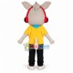 Beige Donkey Schoolboy With Headphones Mascot Costume Beige Donkey Schoolboy With Headphones Mascot Costume