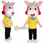 Beige Donkey Schoolboy With Headphones Mascot Costume	