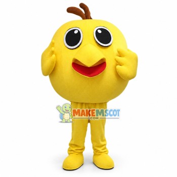 Round Cartoon Yellow Bird Mascot Costume Round Cartoon Yellow Bird Mascot Costume