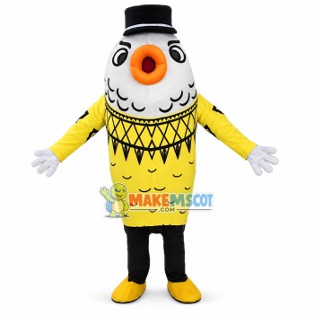 Deluxe Goldfish In Black Hat Walking Mascot Costume 