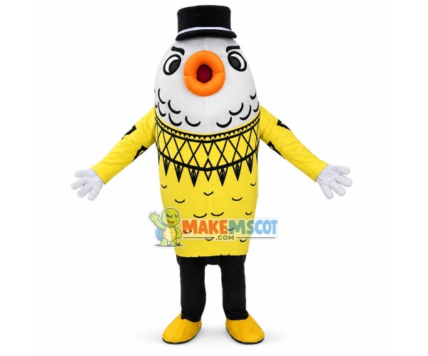 Deluxe Goldfish In Black Hat Walking Mascot Costume 