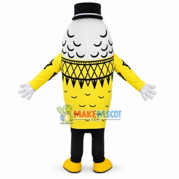 Deluxe Goldfish In Black Hat Walking Mascot Costume Deluxe Goldfish In Black Hat Walking Mascot Costume