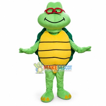 Green Turtle With Red Frame Mascot Costume Green Turtle With Red Frame Mascot Costume