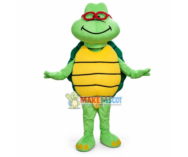 Green Turtle With Red Frame Mascot Costume Green Turtle With Red Frame Mascot Costume