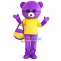 Hardworking Purple Teddy Bear With Honey jar Mascot Costume