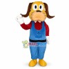 Yellow Dog In Red Jacket and Blue Jumpsuit Mascot Cartoon Costume