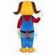 Yellow Dog In Red Jacket and Blue Jumpsuit Mascot Cartoon Costume Yellow Dog In Red Jacket and Blue Jumpsuit Mascot Cartoon Costume