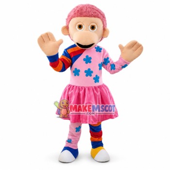 Monkey Girl With Pink Hair Mascot Costume