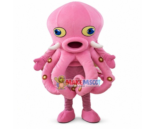 Pink Octopus Mascot Costume Pink Octopus Mascot Costume