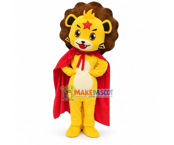 Cartoon Hero Golden Lion Mascot Costume