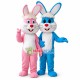 Long Hair Pink Rabbit & Blue Rabbit Mascot Costume Long Hair Pink Rabbit & Blue Rabbit Mascot Costume