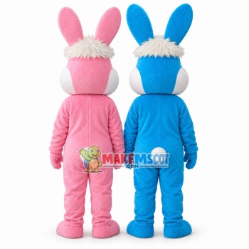 Long Hair Pink Rabbit & Blue Rabbit Mascot Costume Long Hair Pink Rabbit & Blue Rabbit Mascot Costume
