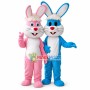Long Hair Pink Rabbit & Blue Rabbit Mascot Costume
