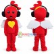 Lovely Red Girl With Wings And Headphones Mascot Costume Lovely Red Girl With Wings And Headphones Mascot Costume