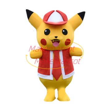 Lovely Pikachu In Red Suit Mascot Costume Pokemon Pok Mascot Costume 	