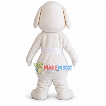 Adult Cartoon White Dog With Blue Nose Mascot Costume Adult Cartoon White Dog With Blue Nose Mascot Costume