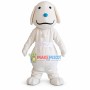 Adult Cartoon White Dog With Blue Nose Mascot Costume
