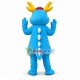 Golden Horned Blue Dragon Cartoon Mascot Costume Golden Horned Blue Dragon Cartoon Mascot Costume