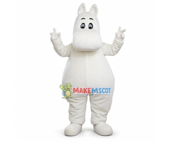 Adventurous Moomintroll the White Hippopotamus Mascot Costume Adventurous Moomintroll the White Hippopotamus Mascot Costume