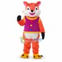 Smiling Orange Fox In Purple Vest Mascot Costume	
