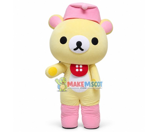 Mischievous Korilakkuma In Pink Hat Mascot Costume Mischievous Korilakkuma In Pink Hat Mascot Costume
