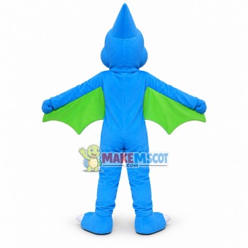 Eccentric Shiny the Blue Pteranodon Mascot Costume Cartoon Character Eccentric Shiny the Blue Pteranodon Mascot Costume Cartoon Character