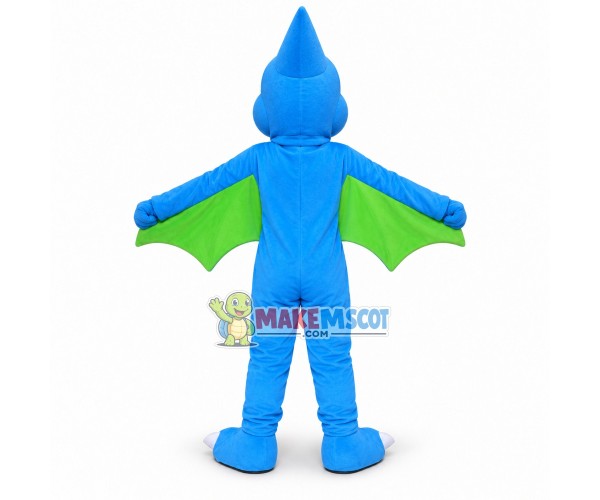 Eccentric Shiny the Blue Pteranodon Mascot Costume Cartoon Character Eccentric Shiny the Blue Pteranodon Mascot Costume Cartoon Character