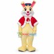 Happy Yellow Bunny With Red Cloak And Sunglasses Mascot Costume For Christmas