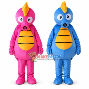 Easy Pink Seahorse & Blue Seahorse Mascot Costume Easy Pink Seahorse & Blue Seahorse Mascot Costume