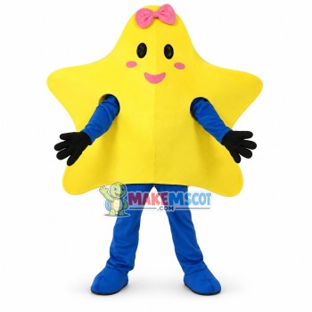 Cute Cartoon Star With Bow Hairpin Mascot Costume Cute Cartoon Star With Bow Hairpin Mascot Costume